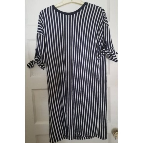 ASOS Navy Blue and White Striped Short Sleeved Dress Ladies Size 8 - Picture 2 of 7